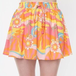Barbie x Unique Vintage Plus Size Tropical Sunset Print Daryl Skort 4X/22-24
